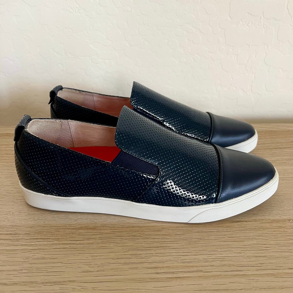 Cocktail Sneakers The Professional Perforated Leather Slip On Sneaker Navy 8 New